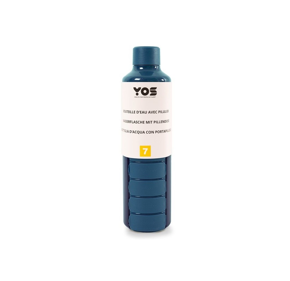 YOS Bottle semainier 375ml avec 7cases bleu