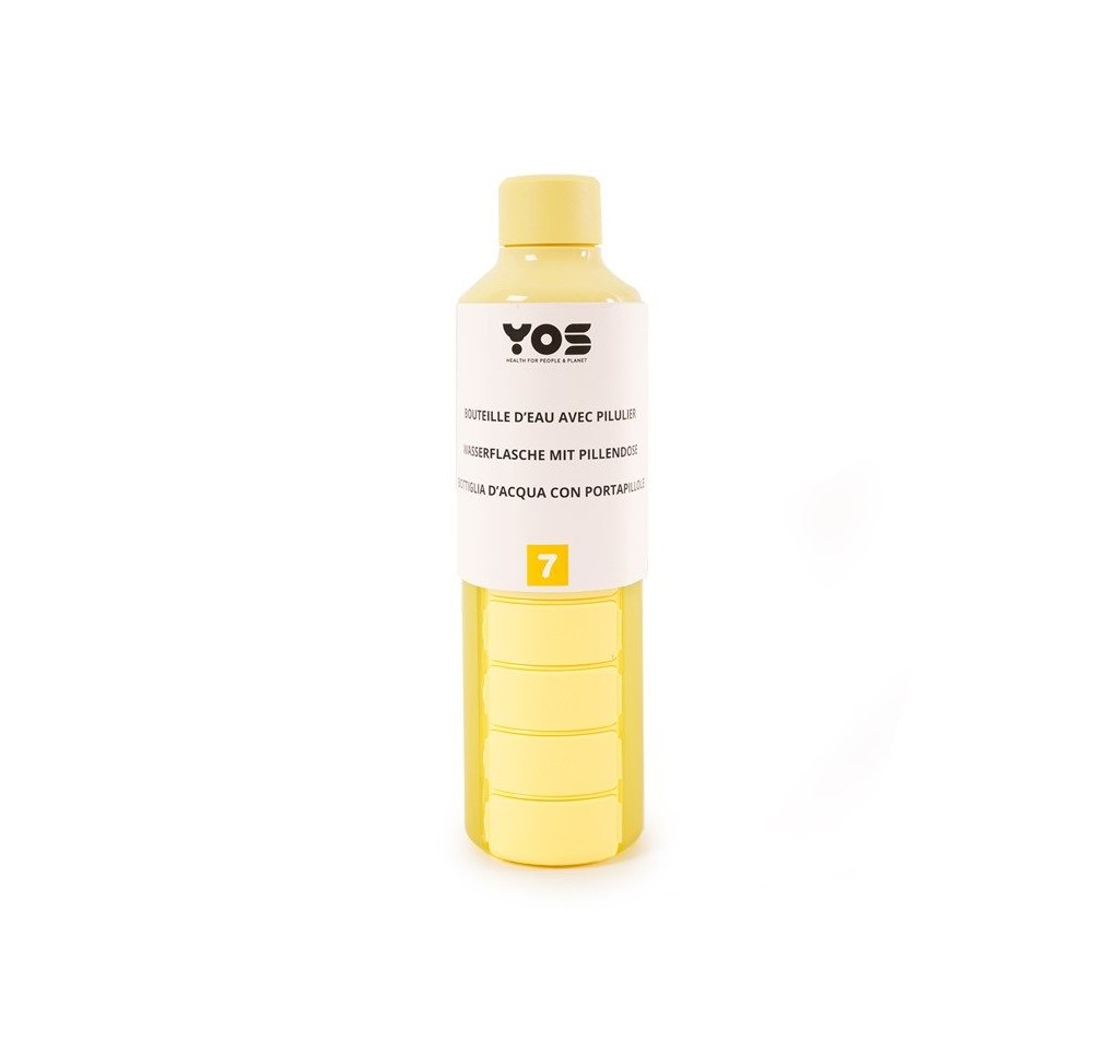 YOS Bottle semainier 375ml avec 7cases jaune