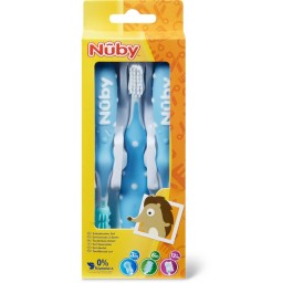 NUBY set évolutif brosses à dents BLEU 3 étapes