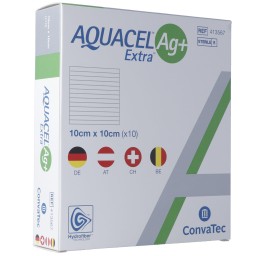 AQUACEL Ag+ Extra compresse 10x10cm 10 pce