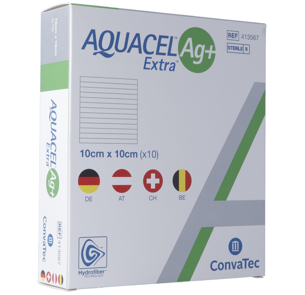 AQUACEL Ag+ Extra compresse 10x10cm 10 pce