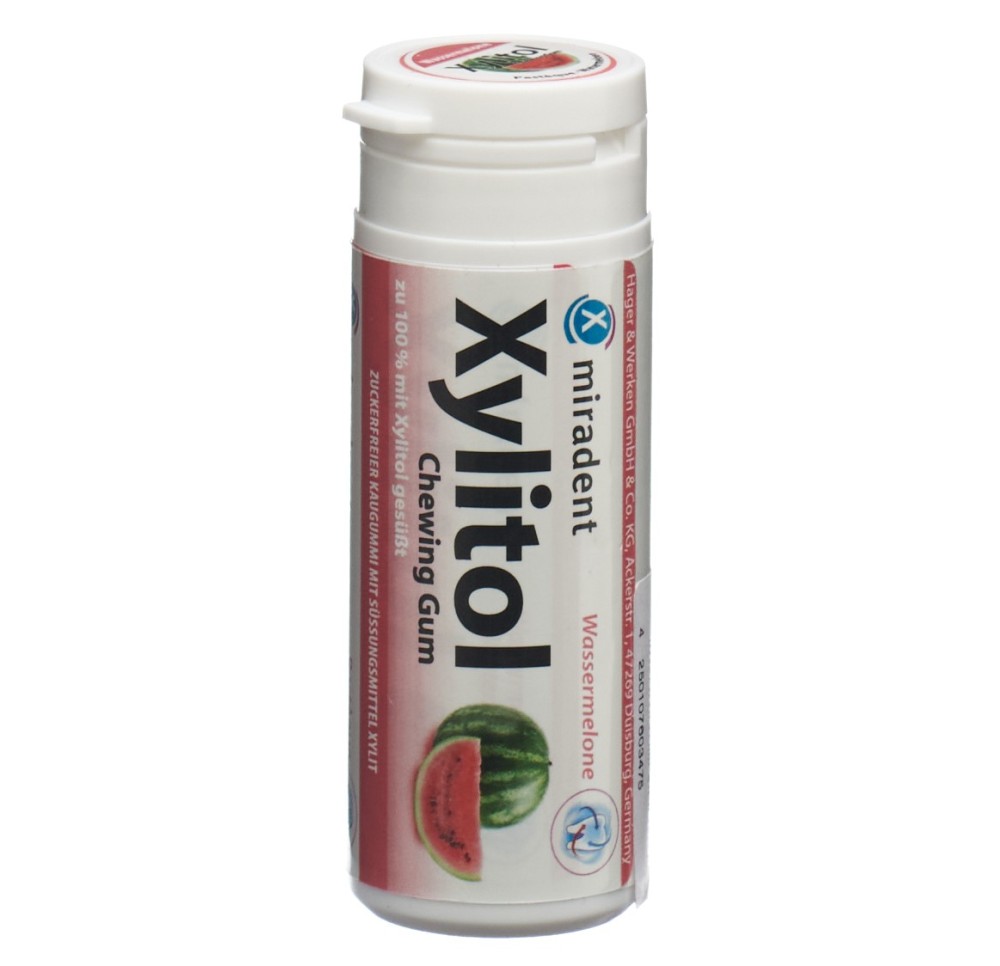 MIRADENT Xylitol Chewing Gum pastéque bte 30 pce MIRADENT Xylitol Chewing Gum pastéque bte 30 pce