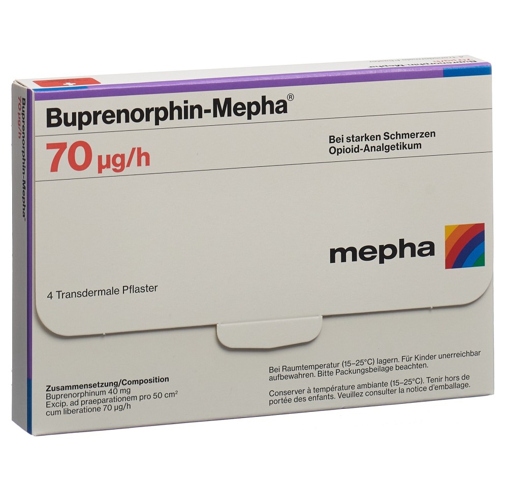 BUPRENORPHIN Mepha TTS 70 mcg/h sach 4 pce BUPRENORPHIN Mepha TTS 70 mcg/h sach 4 pce