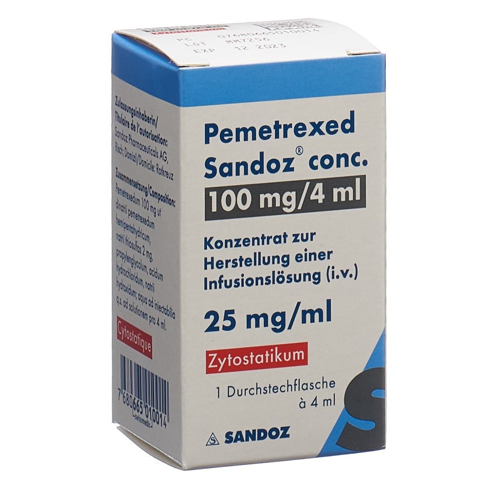 PEMETREXED Sandoz conc. conc perf 100 mg/4ml amp PEMETREXED Sandoz conc. conc perf 100 mg/4ml amp