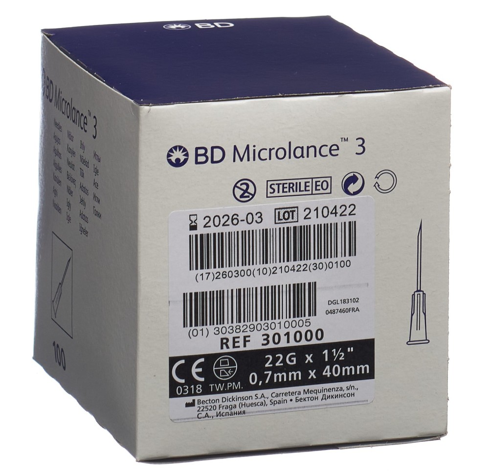 BD MICROLANCE 3 aiguilles 0.70x40mm noir 100 pce