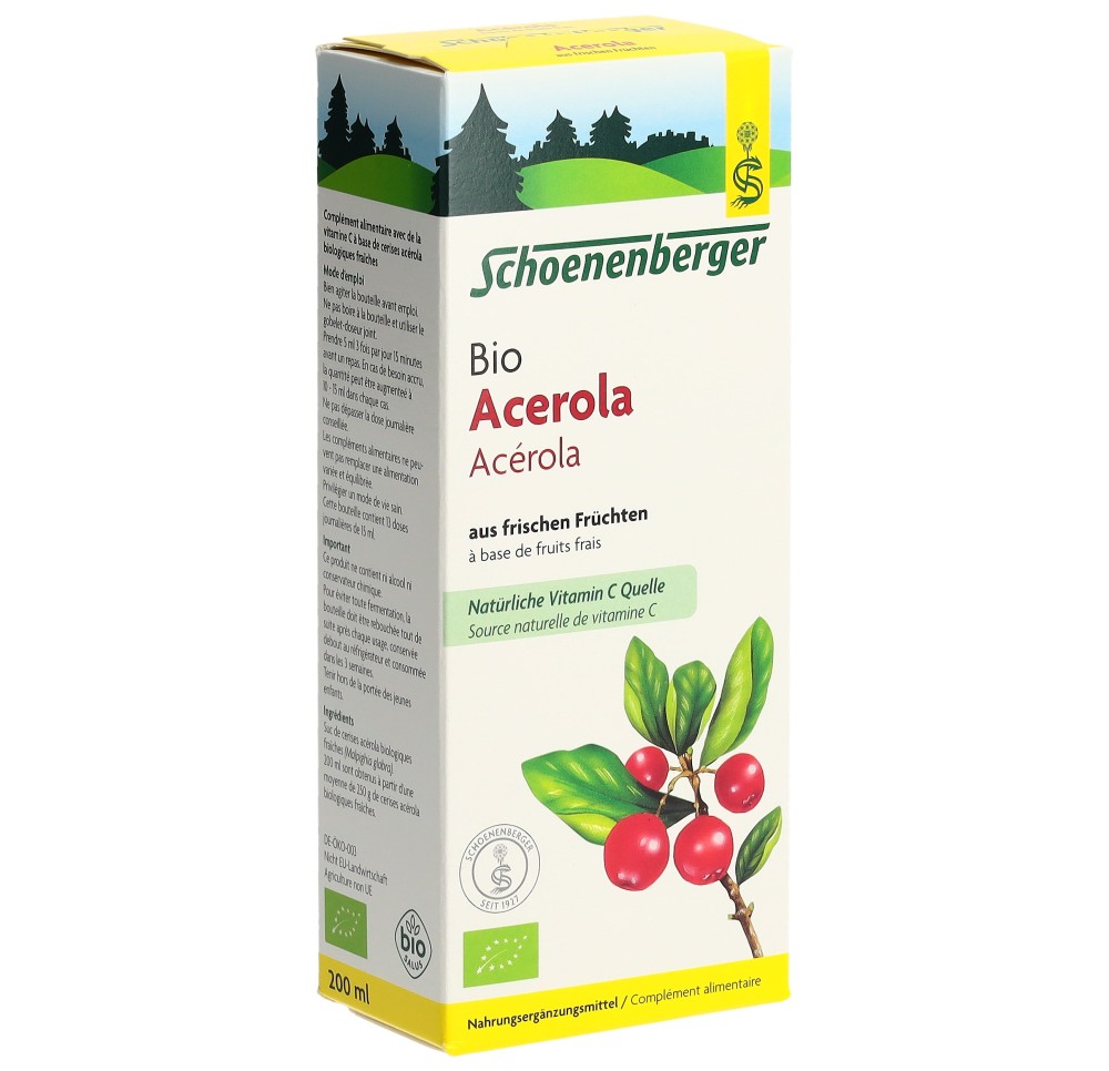 SCHOENENBERGER Acérola de fruits frais bio 200 ml SCHOENENBERGER Acérola de fruits frais bio 200 ml
