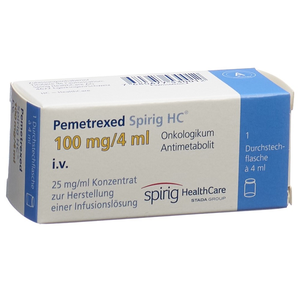PEMETREXED Spirig HC conc perf 100 mg/4ml flac PEMETREXED Spirig HC conc perf 100 mg/4ml flac