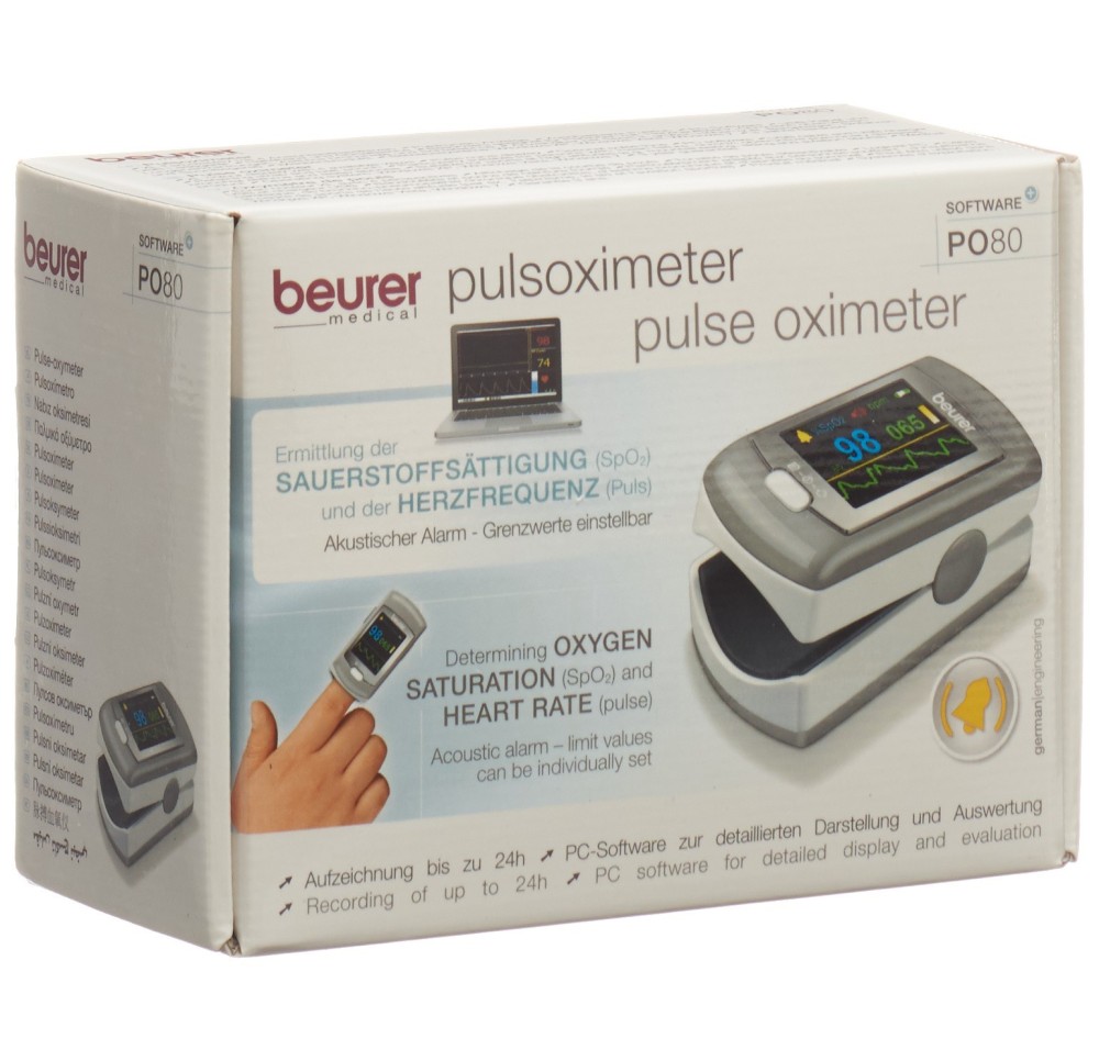 BEURER pulsoximètre pour le doigt mémo 24h PO 80