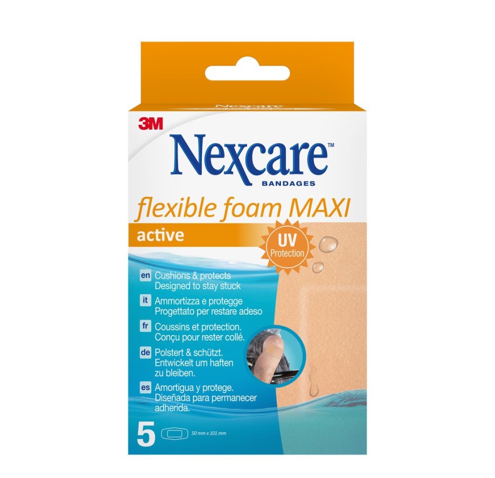 3M NEXCARE Flexible Foam Maxi Activ 50x101mm 5 pce