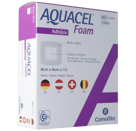 AQUACEL Foam adhésif 8x8cm 10 pce