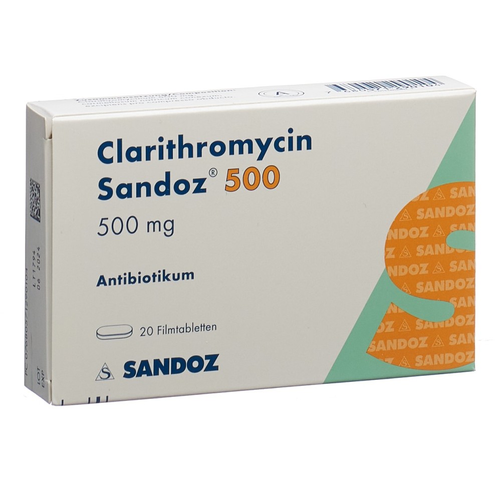 CLARITHROMYCINE Sandoz cpr pell 500 mg 20 pce CLARITHROMYCINE Sandoz cpr pell 500 mg 20 pce