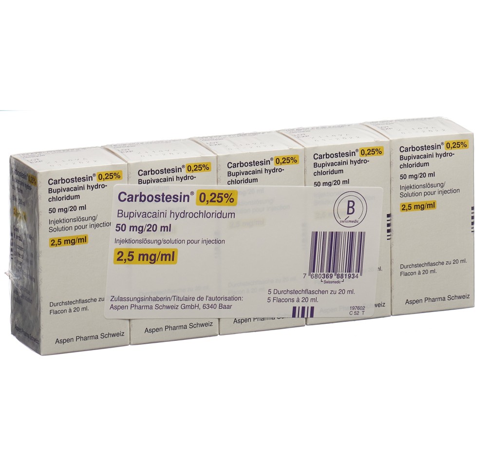 CARBOSTESIN 0.25% sol inj 50 mg/20ml 5 amp 20 ml CARBOSTESIN 0.25% sol inj 50 mg/20ml 5 amp 20 ml