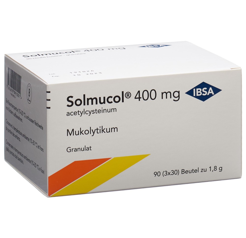 SOLMUCOL gran 400 mg s sucre 90 sach 1.8 g SOLMUCOL gran 400 mg s sucre 90 sach 1.8 g