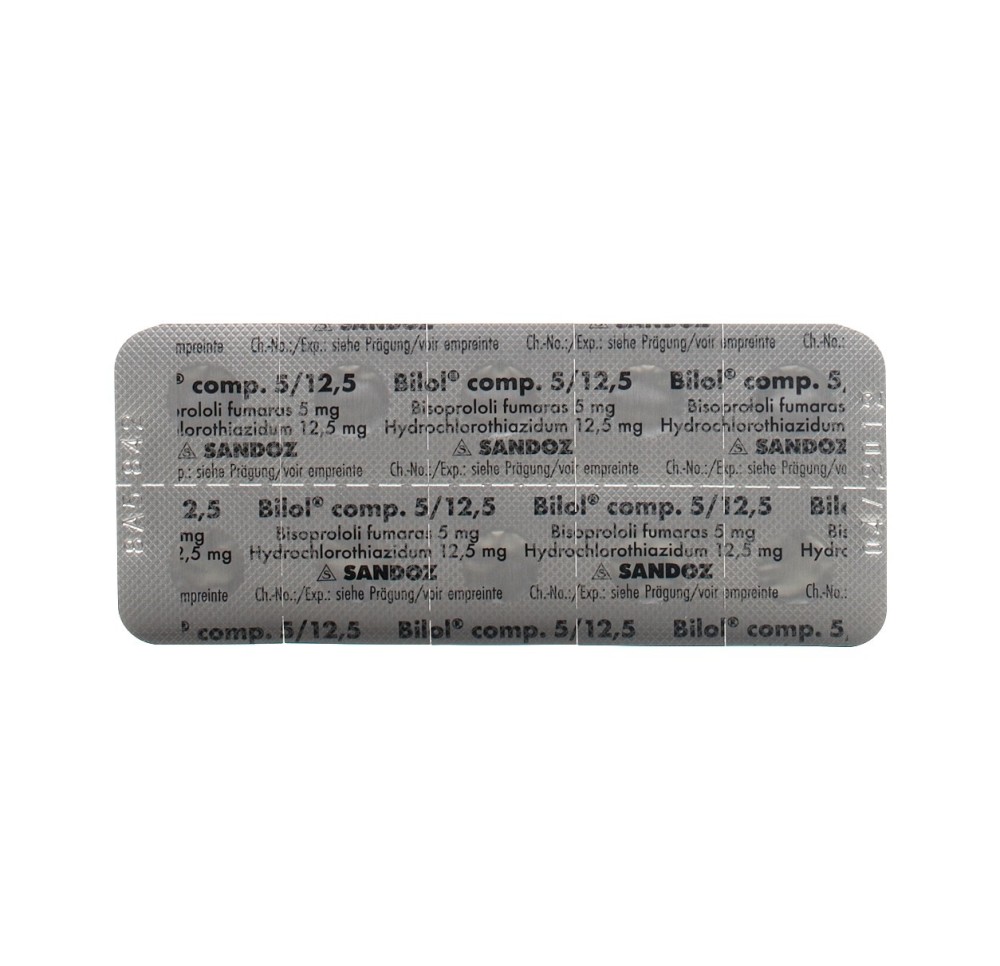 BILOL comp cpr pell 5/12.5 mg 100 pce BILOL comp cpr pell 5/12.5 mg 100 pce