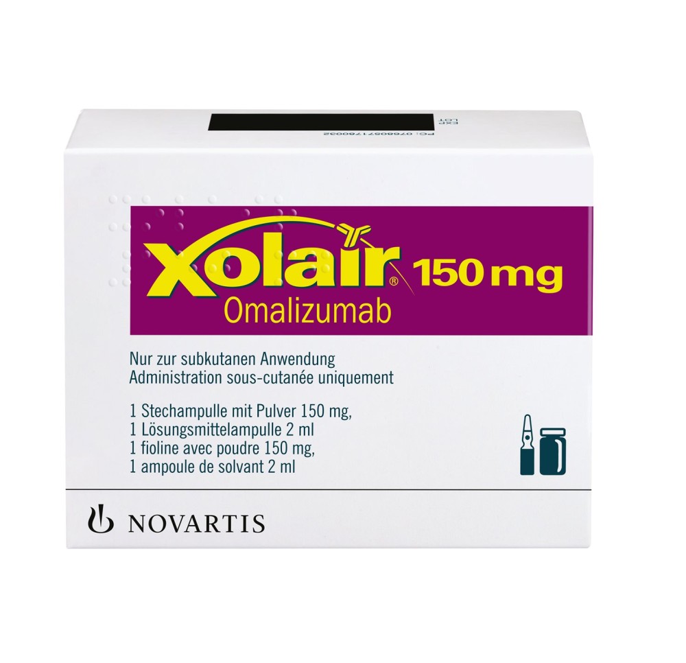 XOLAIR subst sèche 150 mg c solv flac XOLAIR subst sèche 150 mg c solv flac