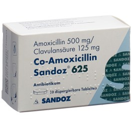 CO-AMOXICILLINE Sandoz cpr disp 625 mg 10 pce