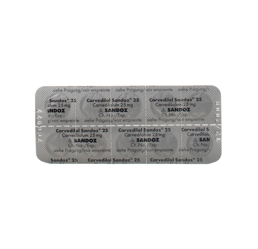 CARVEDILOL Sandoz cpr 25 mg 100 pce CARVEDILOL Sandoz cpr 25 mg 100 pce