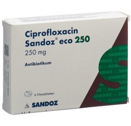 CIPROFLOXACINE Sandoz eco cpr pell 250 mg 6 pce