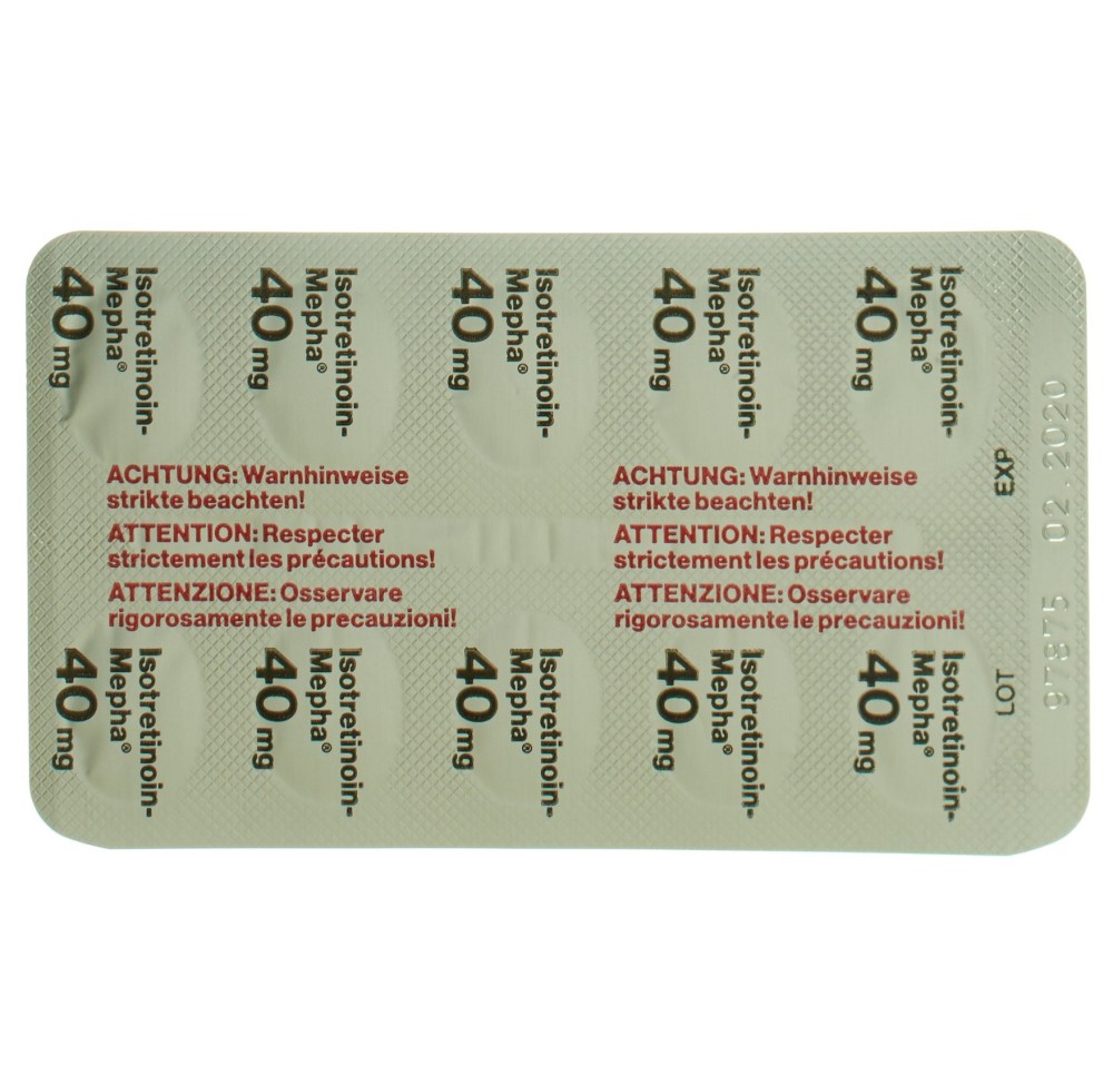 ISOTRETINOIN Mepha caps moll 40 mg 100 pce ISOTRETINOIN Mepha caps moll 40 mg 100 pce