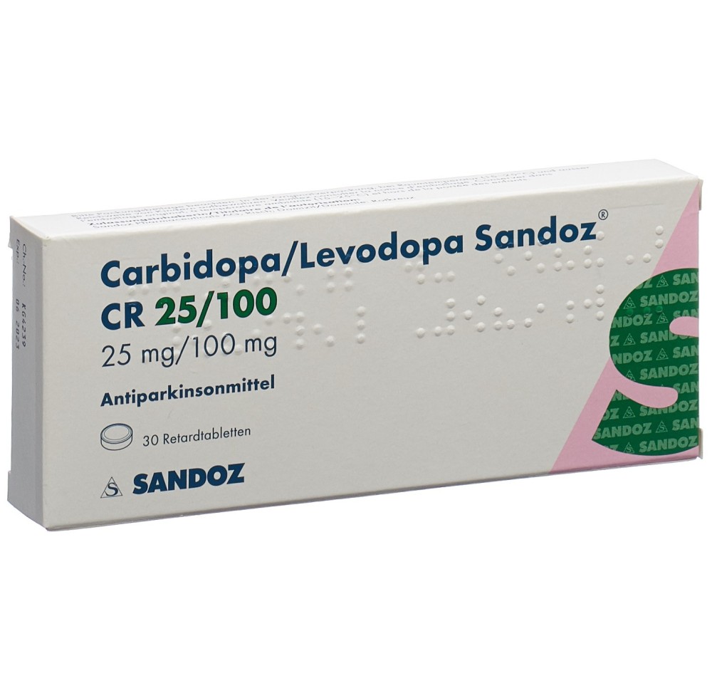CARBIDO/LEVODO Sandoz CR cpr ret 25/100mg 30 pce CARBIDO/LEVODO Sandoz CR cpr ret 25/100mg 30 pce