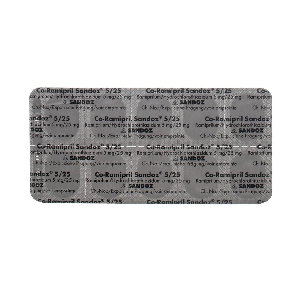 CO-RAMIPRIL Sandoz cpr 5/25 100 pce CO-RAMIPRIL Sandoz cpr 5/25 100 pce