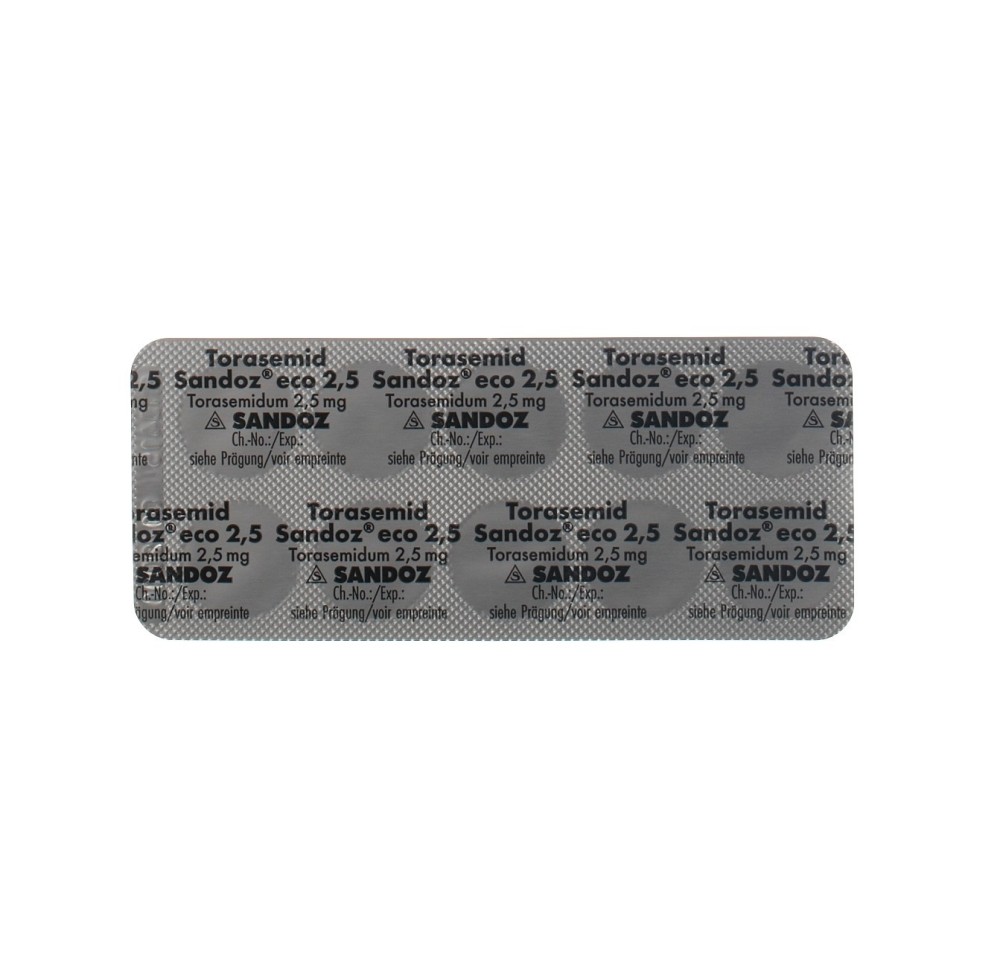 TORASEMIDE Sandoz eco cpr 2.5 mg 100 pce TORASEMIDE Sandoz eco cpr 2.5 mg 100 pce