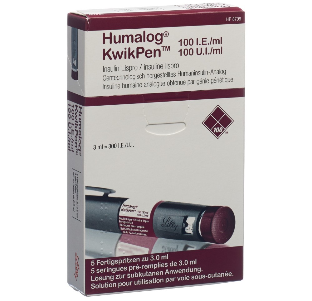HUMALOG KwikPen sol inj 100 UI/ml 5 stylo pré 3 ml HUMALOG KwikPen sol inj 100 UI/ml 5 stylo pré 3 ml