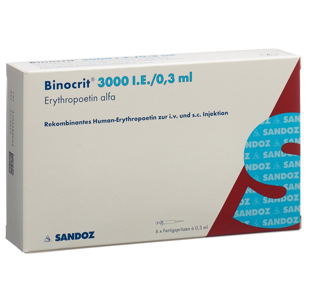 BINOCRIT sol inj 3000 UI/0.3ml 6 ser pré 0.3 ml BINOCRIT sol inj 3000 UI/0.3ml 6 ser pré 0.3 ml
