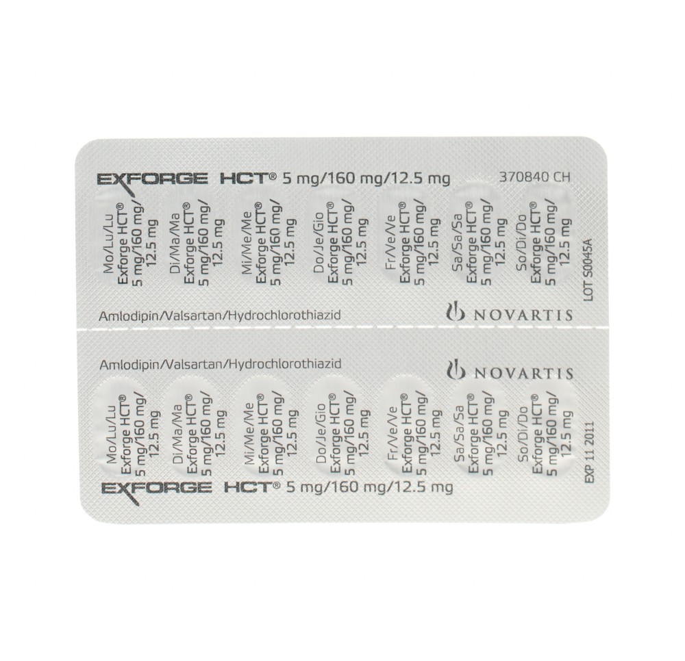 EXFORGE HCT cpr pell 5mg/160mg/12.5mg 98 pce EXFORGE HCT cpr pell 5mg/160mg/12.5mg 98 pce