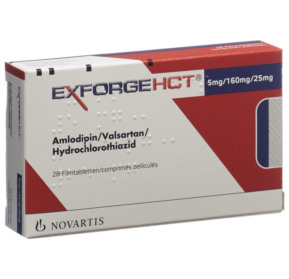 EXFORGE HCT cpr pell 5mg/160mg/25mg 28 pce EXFORGE HCT cpr pell 5mg/160mg/25mg 28 pce