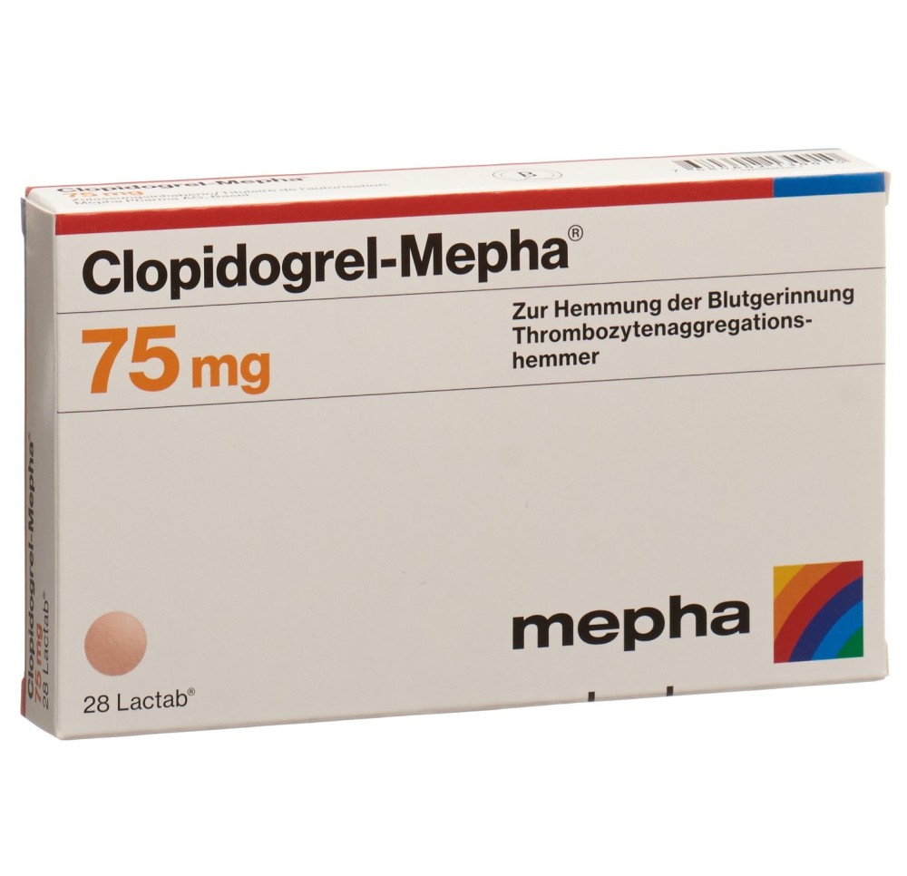 CLOPIDOGREL Mepha Lactab 75 mg 28 pce CLOPIDOGREL Mepha Lactab 75 mg 28 pce