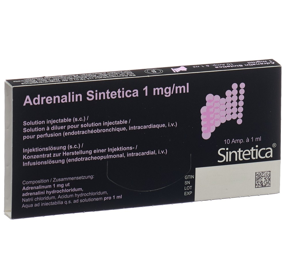 ADRENALIN Sint 1 mg/ml s disulf 1ml 10 amp 1 ml ADRENALIN Sint 1 mg/ml s disulf 1ml 10 amp 1 ml