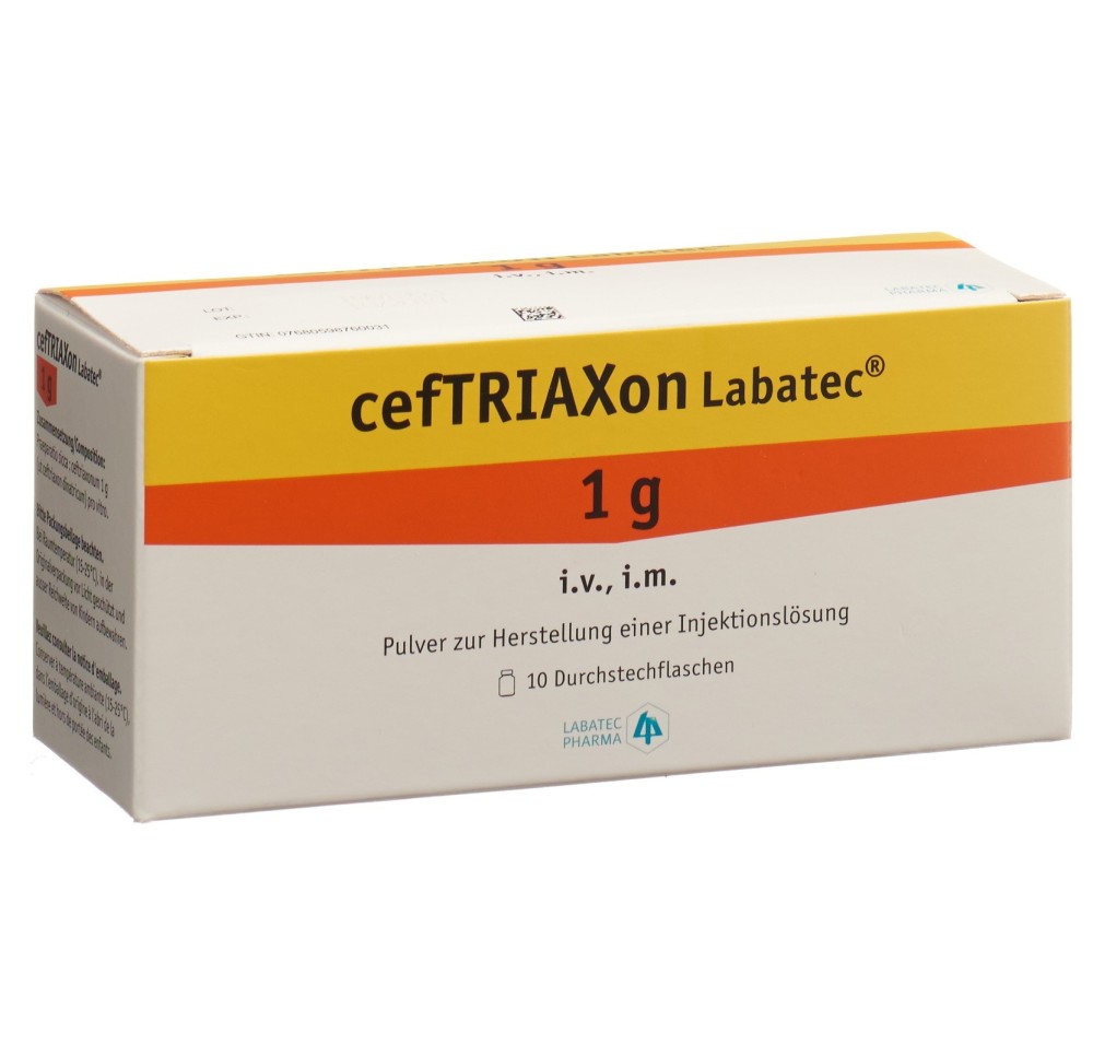 CEFTRIAXON Labatec subst sèche 1 g flac 10 pce CEFTRIAXON Labatec subst sèche 1 g flac 10 pce