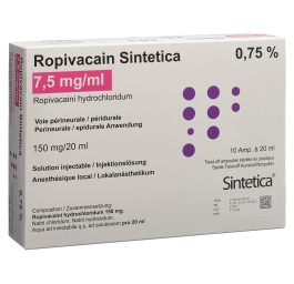 ROPIVACAIN Sintetica 7.5 mg/ml 20ml amp 10 pce