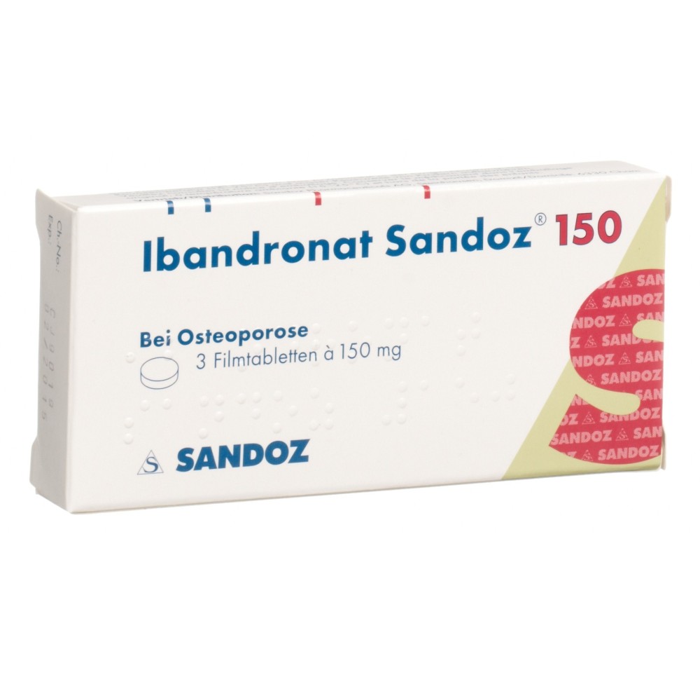 IBANDRONATE Sandoz cpr pell 150 mg 3 pce IBANDRONATE Sandoz cpr pell 150 mg 3 pce