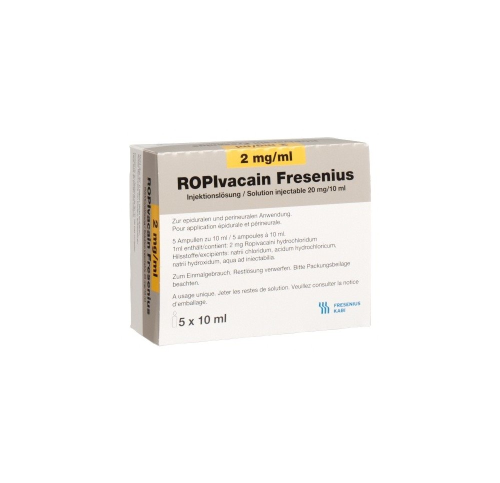 ROPIVACAIN Fresenius 2 mg/ml 10ml amp 5 pce ROPIVACAIN Fresenius 2 mg/ml 10ml amp 5 pce