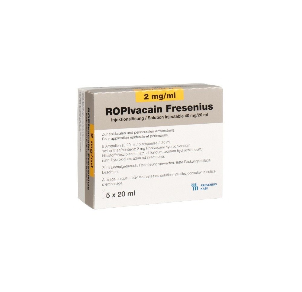 ROPIVACAIN Fresenius 2 mg/ml 20ml amp 5 pce ROPIVACAIN Fresenius 2 mg/ml 20ml amp 5 pce