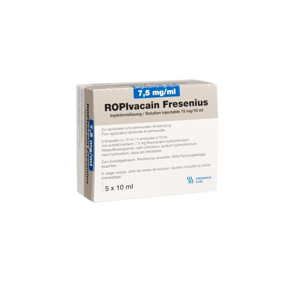 ROPIVACAIN Fresenius 7.5 mg/ml 10ml amp 5 pce ROPIVACAIN Fresenius 7.5 mg/ml 10ml amp 5 pce
