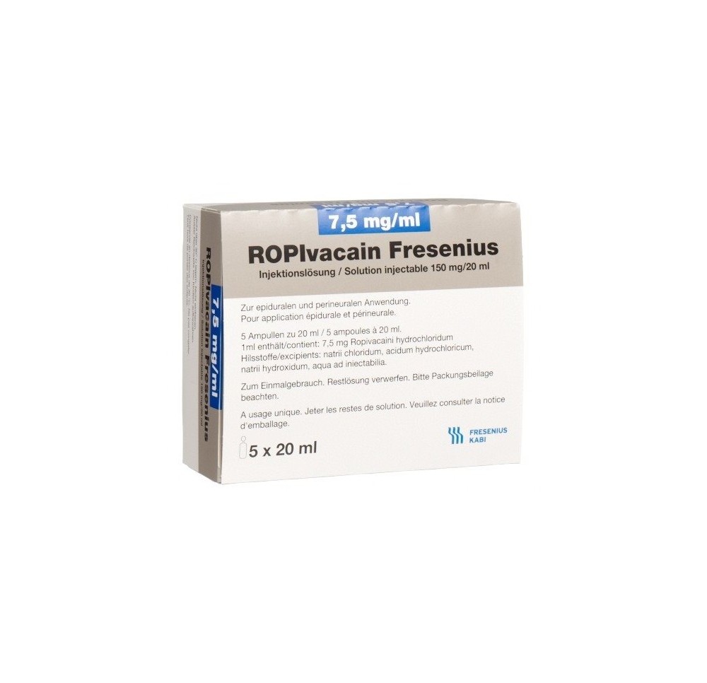 ROPIVACAIN Fresenius 7.5 mg/ml 20ml amp 5 pce ROPIVACAIN Fresenius 7.5 mg/ml 20ml amp 5 pce