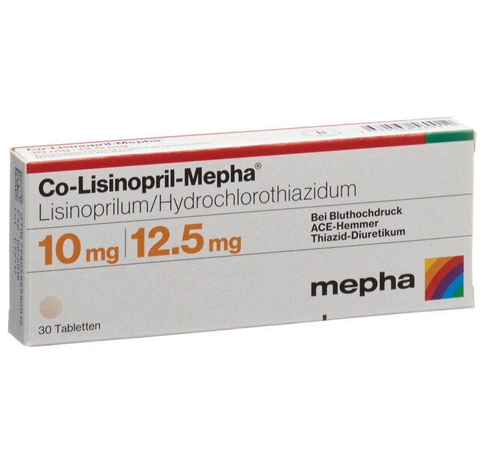 CO-LISINOPRIL Mepha cpr 10/12.5 30 pce CO-LISINOPRIL Mepha cpr 10/12.5 30 pce