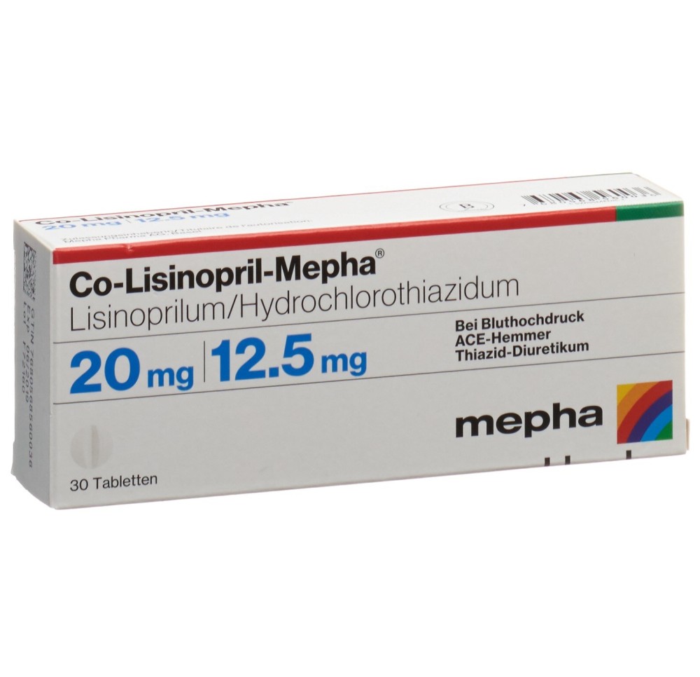 CO-LISINOPRIL Mepha cpr 20/12.5 30 pce CO-LISINOPRIL Mepha cpr 20/12.5 30 pce