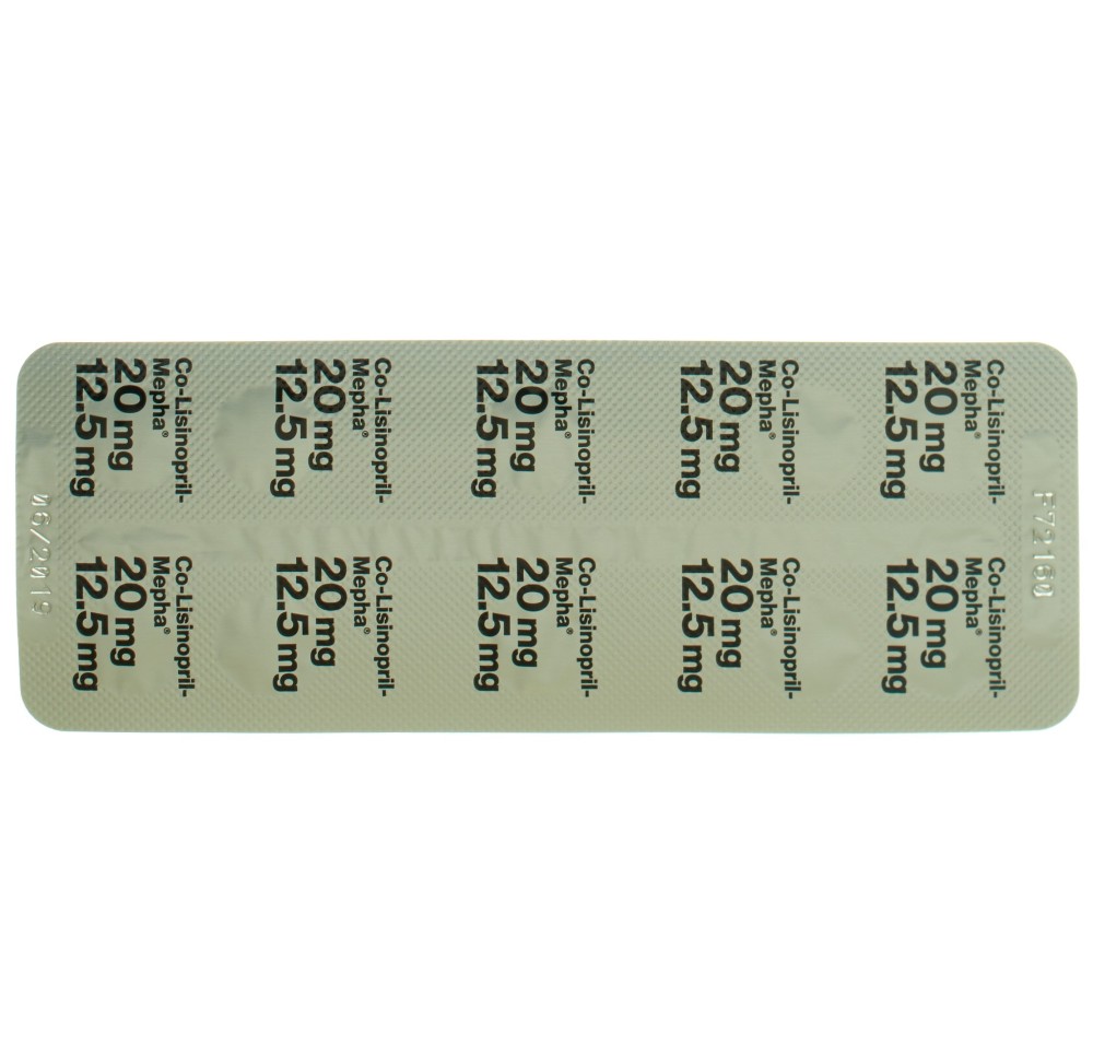 CO-LISINOPRIL Mepha cpr 20/12.5 100 pce CO-LISINOPRIL Mepha cpr 20/12.5 100 pce