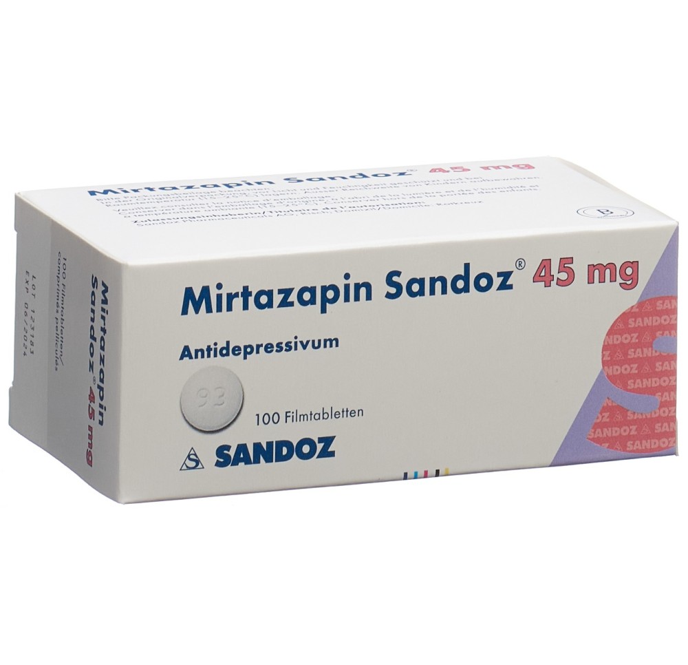 MIRTAZAPINE Sandoz cpr pell 45 mg 100 pce MIRTAZAPINE Sandoz cpr pell 45 mg 100 pce