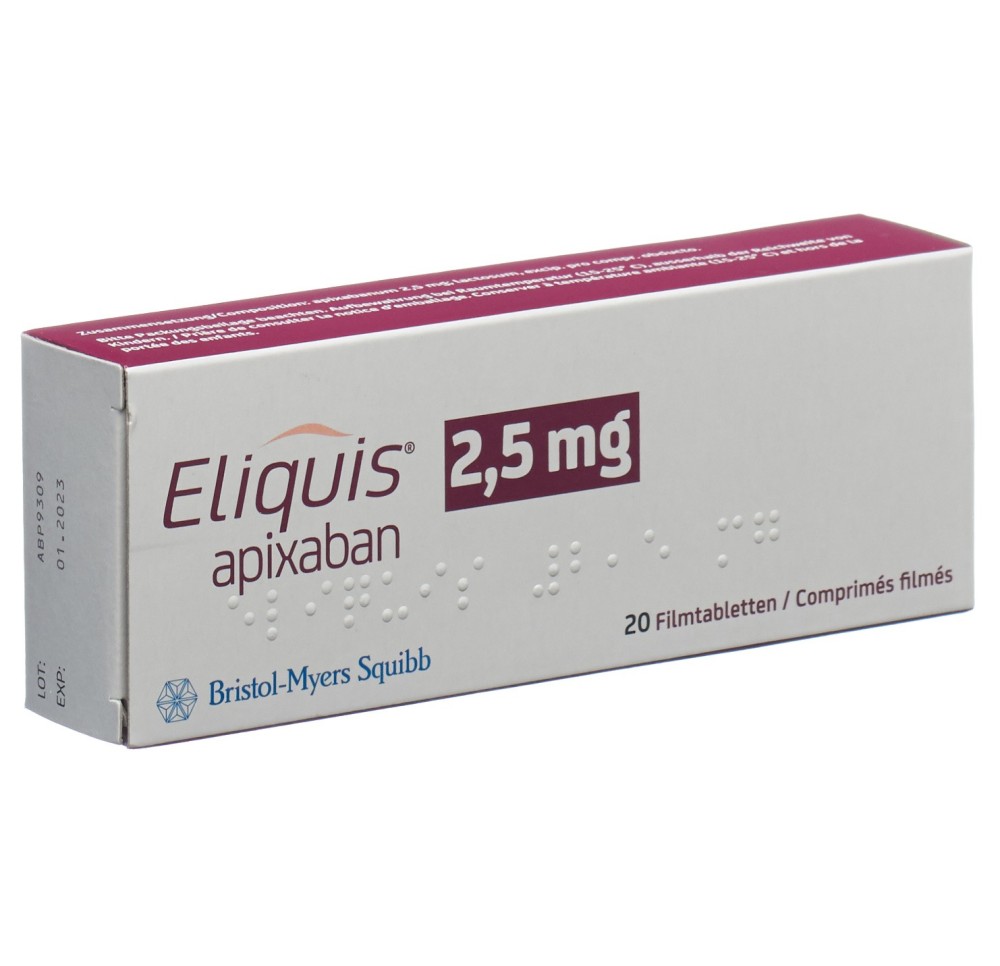 ELIQUIS cpr pell 2.5 mg 20 pce ELIQUIS cpr pell 2.5 mg 20 pce