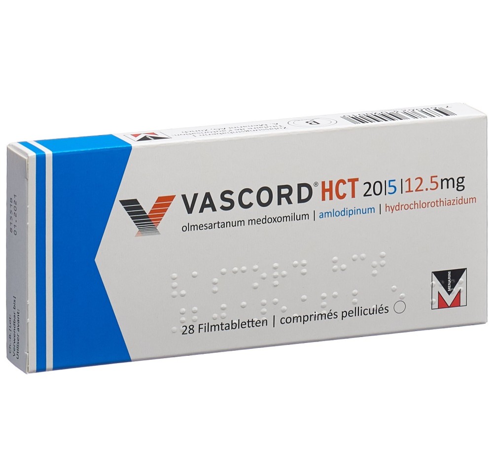 VASCORD HCT cpr pell 20/5/12.5 mg 28 pce VASCORD HCT cpr pell 20/5/12.5 mg 28 pce