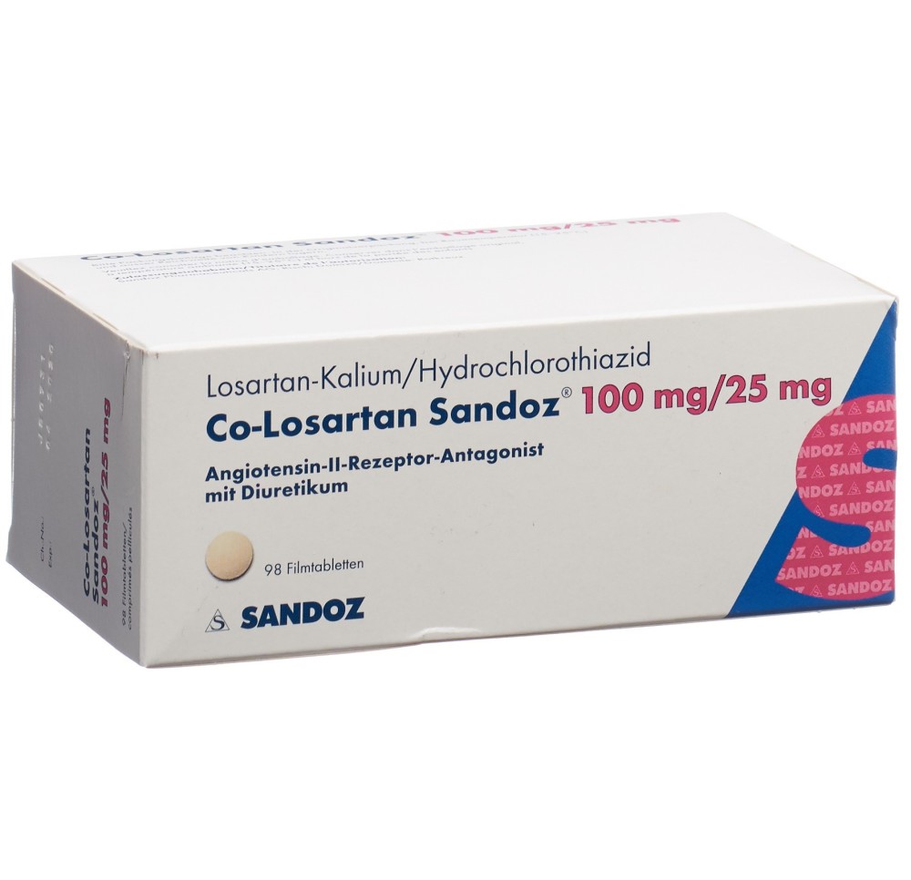 CO-LOSARTAN Sandoz cpr pell 100/25mg 98 pce CO-LOSARTAN Sandoz cpr pell 100/25mg 98 pce