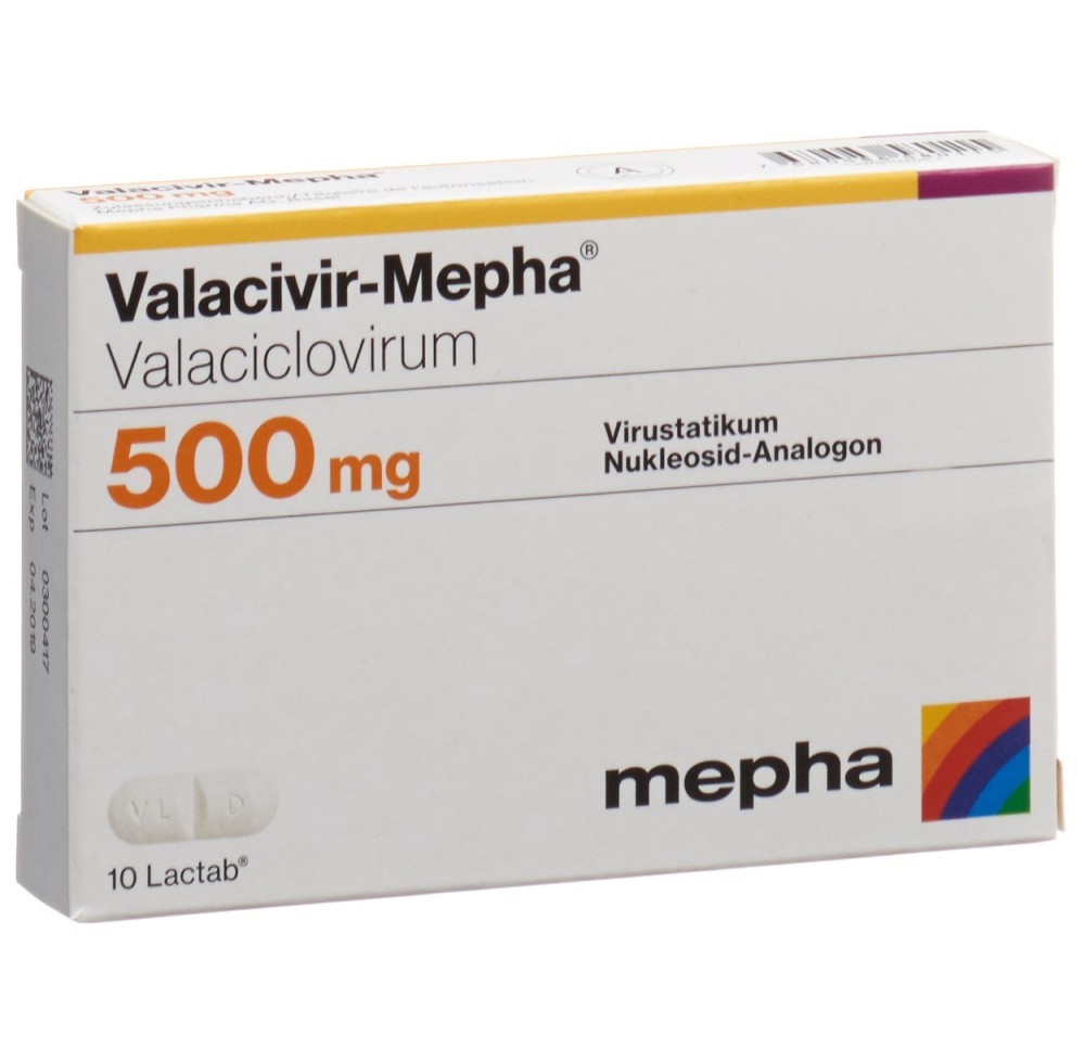 VALACIVIR Mepha cpr pell 500 mg 10 pce VALACIVIR Mepha cpr pell 500 mg 10 pce