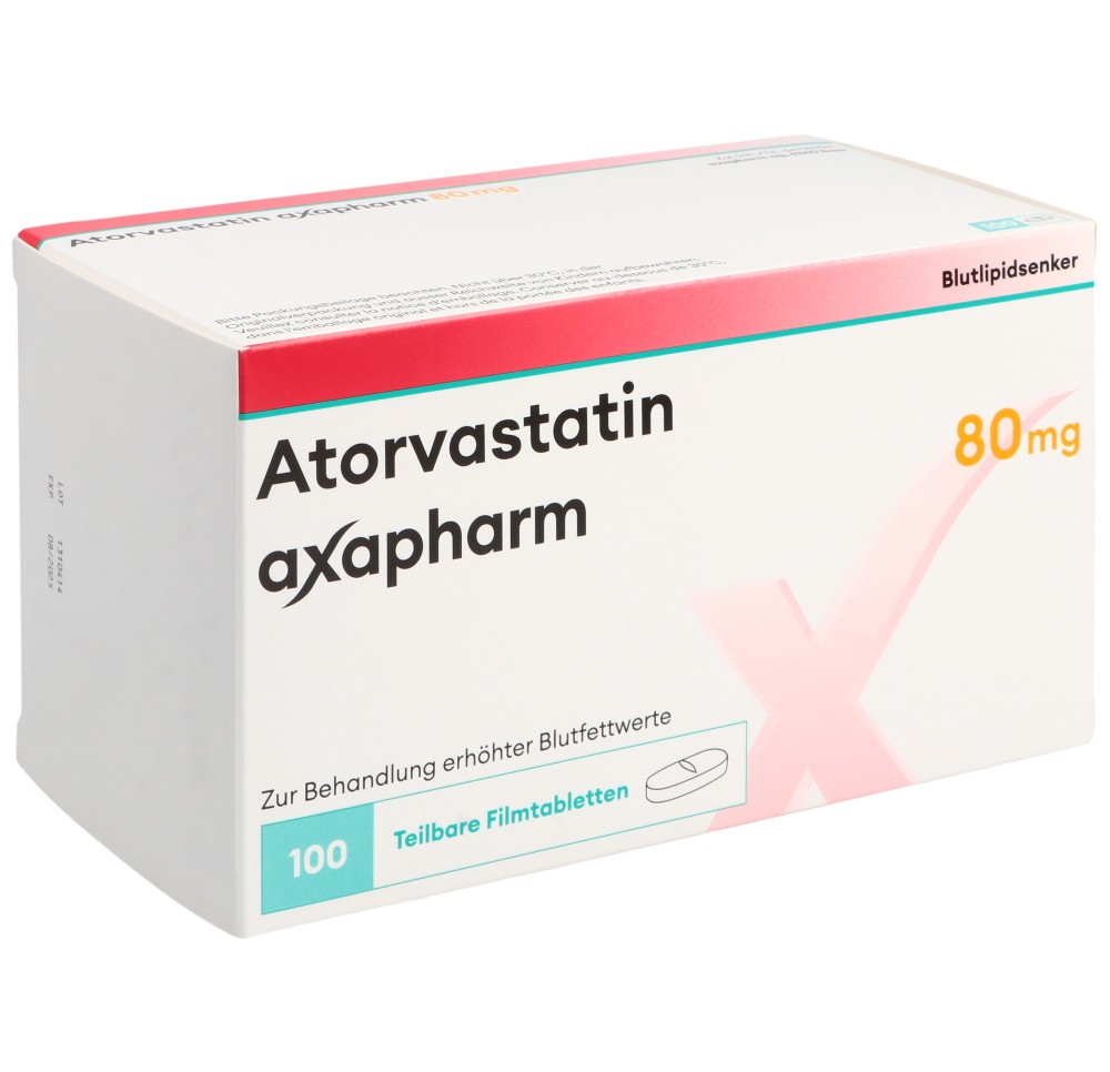 ATORVASTATINE axapharm cpr pell 80 mg 100 pce ATORVASTATINE axapharm cpr pell 80 mg 100 pce