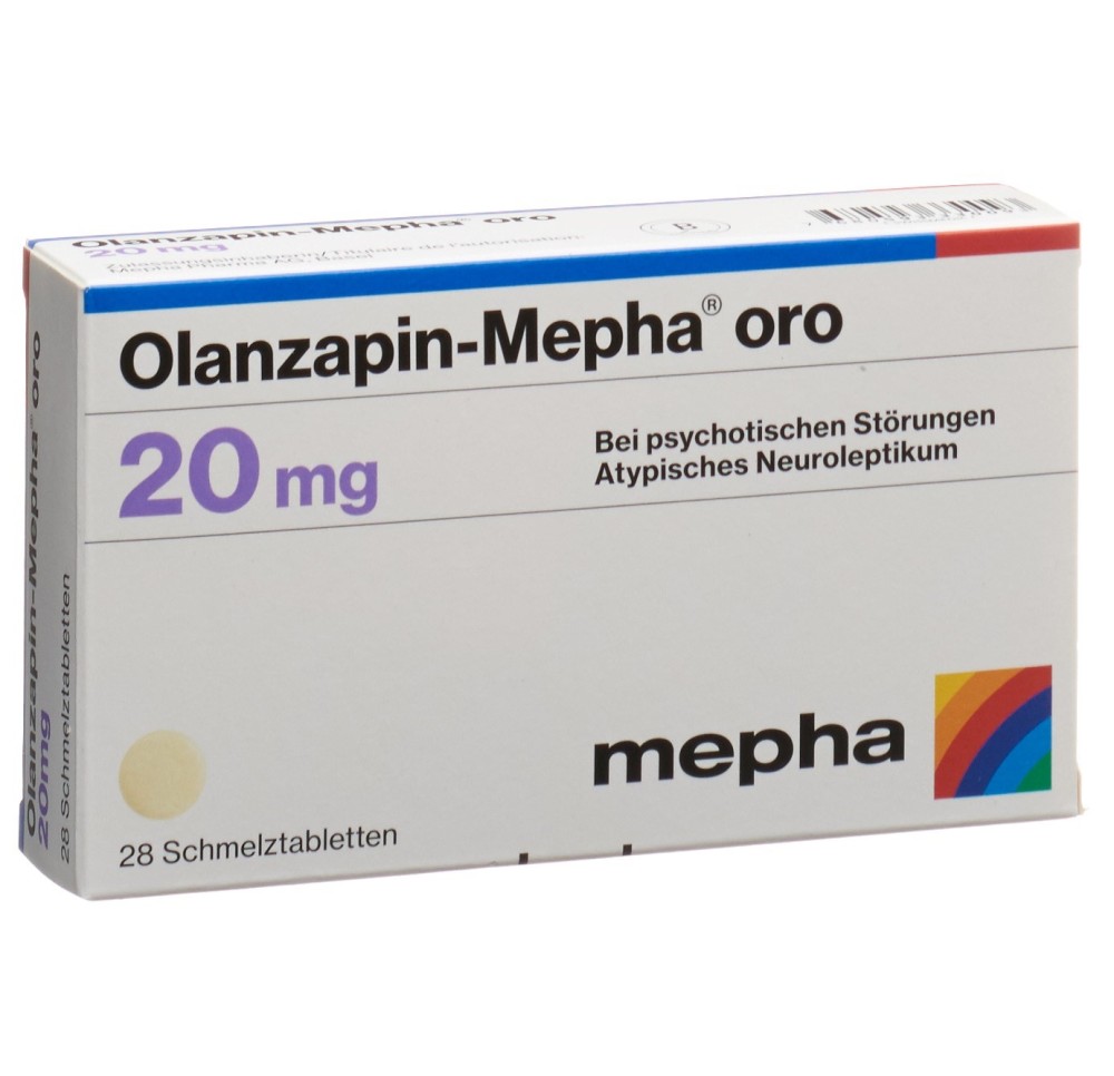 OLANZAPIN Mepha oro cpr orodisp 20 mg 28 pce OLANZAPIN Mepha oro cpr orodisp 20 mg 28 pce
