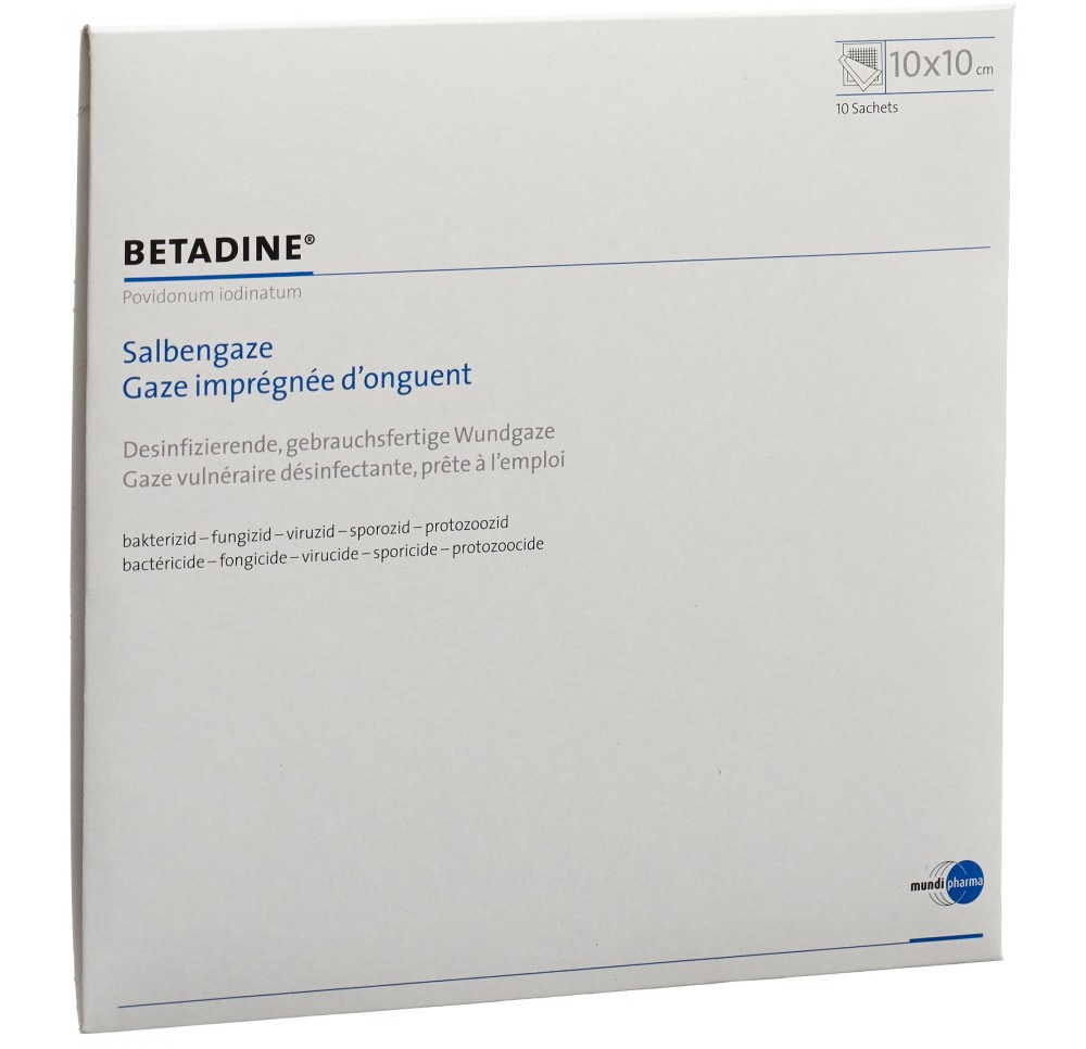 BETADINE gaze onguent 10x10cm 10 pce BETADINE gaze onguent 10x10cm 10 pce